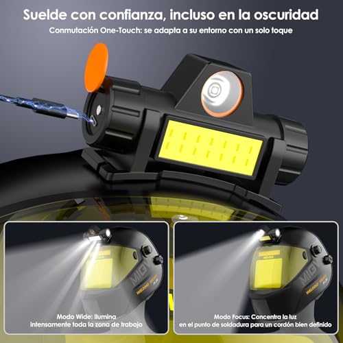 MIGVAN Automatic Welding Mask with LED Light Ultra-HD True-Color Mask 100x82mm XL Solar Welding 0.1ms for MIG TIG MMA and Frosted DIN 4/5-9/9-13 H-24