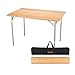 KingCamp Bamboo Folding Table with Carry Bag 4 Fold Heavy Duty Adjustable Height Aluminum Frame Camping Table