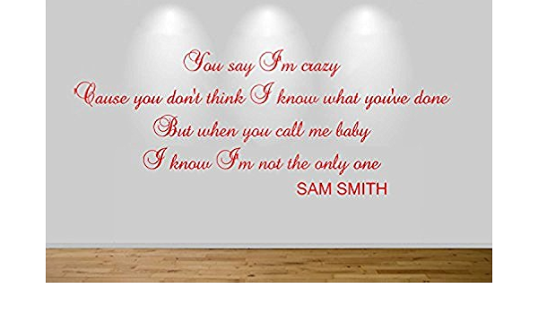 Amazon Com Sam Smith Crazy Wall Sticker I M Not The Only One Lyric Decal 9 Home Kitchen