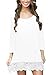 MiYang Women's Long Sleeve A-line Lace Stitching Trim Casual Dress White