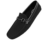 Amali Mens Embossed Smooth Classic Driver, Comfortable Driving Shoe, Matte Black Ornament, Style Sanders