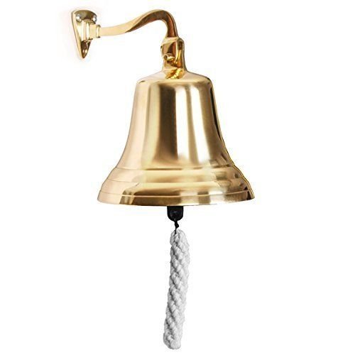 ARSUK 5" Nautical Ship Decor Polished Brass Wall Mounted Dinner Call Bell