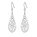 Sterling Silver Filigree Rattan & Raindrop Dangle Drop Earrings For Sensitive Ears