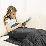 HabiLife Cooling Weighted Blanket for Kids,6 lbs Kids Blankets for 40-70 lbs 36x48'',100% Natural Bamboo Viscose, Heavy Blanket(Grey)