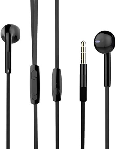 in-Ear Earphones, USTEK Wired Earbuds Stereo Sound Headphones with Microphone & Volume Control and Powerful Bass for iOS Android System (Black)