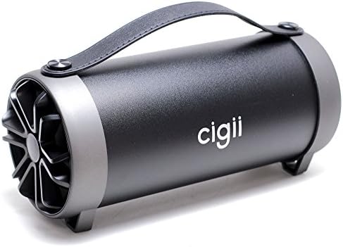 GummyCase Outdoor Bazooka Drum Style Sleek Stereo Deep Bass Dual-Buster HI-FI HD Sound Loud Volume Medium Cylinder Rechargeable Wireless Portable Bluetooth Speakers with Handle Strap, Black