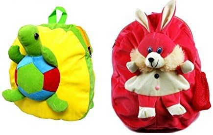 Blue Tree School Bag for Kids/Girls/Boys/Children Plush Soft Bag Backpack Tortoise Rabbit Cartoon Bag Gift for Kids Cartoon Toy Cute Birthday Return Gift/ School Bag/ Travelling Carry Picnic Bag/ Teddy Bag For Children (Yellow pink_3 to 5 Year)