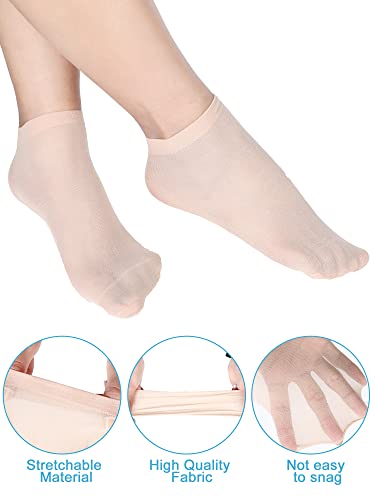 Sintege 600 Pieces Disposable Foot Socks for Trying on Boots Shoes, Ankle High Nylon Footies for Women, Disposable Non Slip Socks for Guest, Black, White, Beige, Multicolor, One size