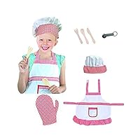 GradPlaza Red White Checked Chef Apron Costume Set Girl