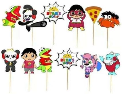 12PCS Cupcake Cake Topper Ryans World Toys Review Birthday Party Decoration Party Supplies