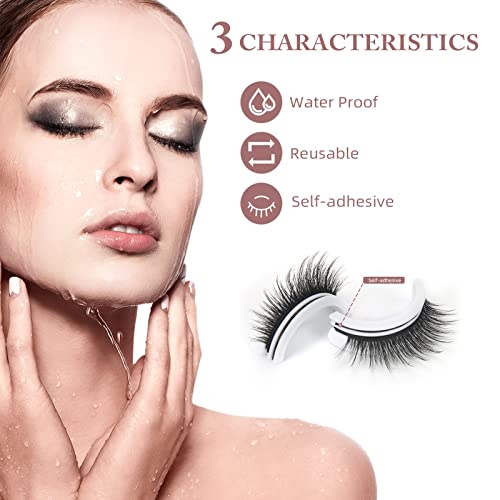 3 pairs Reusable Self Adhesive Eyelashes ,Without Glue Lashes false