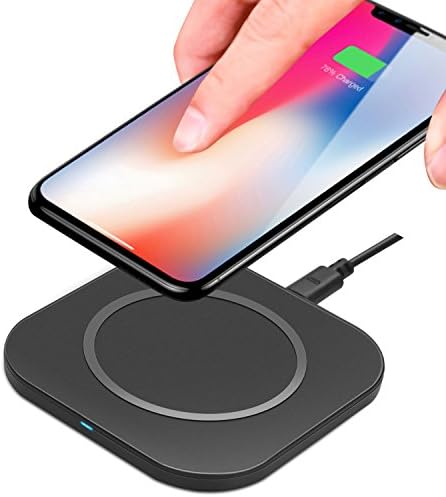 Fast Wireless Charger, Hinpia Quick Charge Ultra Slim Qi Wireless Charging Pad for iPhone X iPhone 8 iPhone 8 Plus, 10W Rapid Charging for Galaxy S8/S8+/S7/S7 Edge/S6 Edge/Note 8/Note 5（Black）