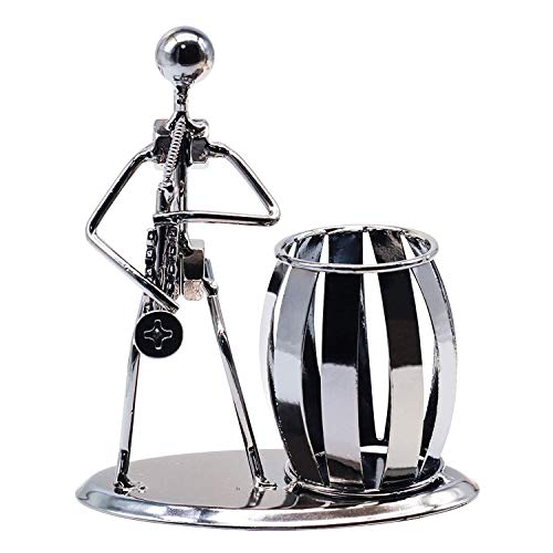 JMAF Desk Organizer Decorative Pen Pencil Holder Office Caddy Storage Accessory Metal（Sax） - Thumbnail 3