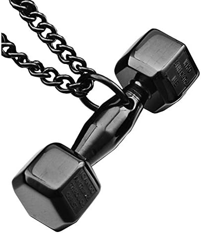 CHOOOICE Cool Barbell Necklace Rocker pendant Fitness chain with 23Inch chain