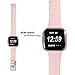 bayite Leather Bands Compatible with Fitbit Versa/Versa 2, Slim Wristband Replacement Accessories Fitness Classic Straps Women Men, Pink