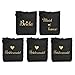 ELEGANTPARK Bride Bridesmaid Gifts Set of 5 Bride Tote Bag Maid of Honor Bag Bridesmaid Gift Bags for Wedding Bridal Shower Gifts Bachelorette Party Black with Gold Script 100% Cotton