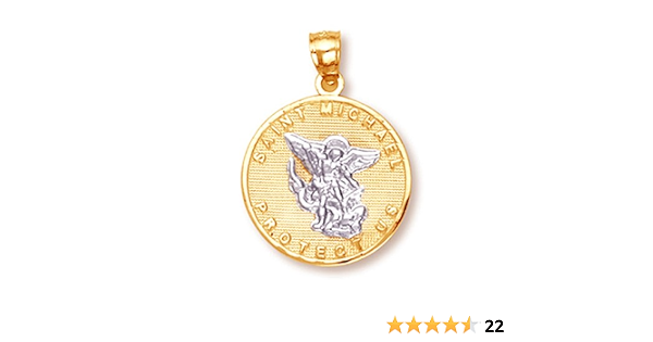 14K White and Yellow Gold Saint Michael 