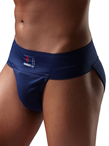 Omtex Tokyo Athletic Cotton Gym Supporter Back Covered with Cup Pocket for Mens Navy Blue Waist 32 Inches