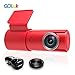 GOLUK T3 in FIRE RED Mini Wi-Fi Dash Cam Full HD 1080P Car DVR Vehicle Camera with Built-in Supercapacitor, G-sensor Night vision 16 GB SD card Included