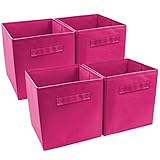 Sorbus Foldable Storage Cube Basket Bin (4 Pack, Pink)