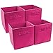 Sorbus Foldable Storage Cube Basket Bin (4 Pack, Pink)