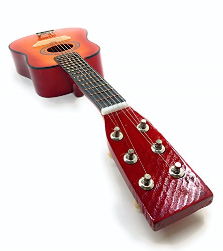 Kids 6 String Wooden Acoustic Ukulele Toy Classic Guitar Musical Instrument Toy w/ Tunable Vibrant Sounds Ukulele , Acoustic Guitar For Kids (Orange)