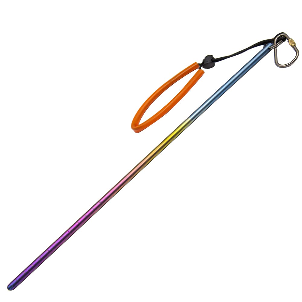 TiTo Titanium Scuba Diving 14''/35cm Titanium alloy Lobster Tickle Pointer Stick/Measurement & Lanyard (Colorful)