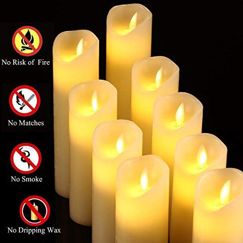 Flameless Battery Operated Led Candles Set of 9 Ivory Dripless Real Wax