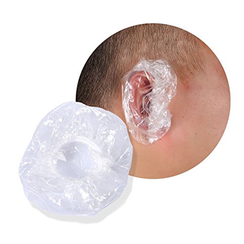 100PCS Clear Shower Water Ear Protectors Covers Cap Disposable Plastic Hair Dye Shield Protect