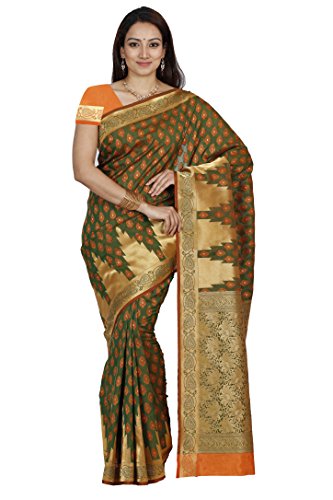 MIMOSAArtificial Silk Saree Uppada Style with Blouse Color:Green