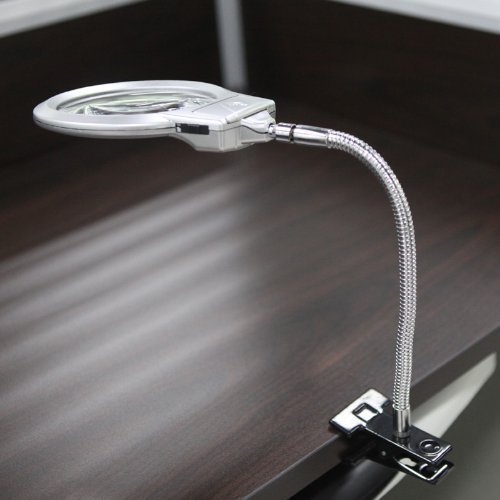 KKmoon 2.5X 107MM 5X 24MM Clip-on Clip on LED Illuminating Light Tabletop Desktop Table Top Desk Lamp Reading Magnifier Magnifying Loupe Glass Shipping from USA