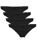 Mens Underwear Low Rise Briefs Solid Stretch Sexy Bikinis 4 Pack Black US L(Tag CN 3XL)