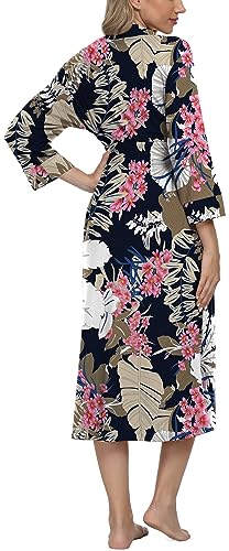 XPENYO WOMEN’S MATERNITY SLEEPWEAR ROBES LONG BATHROBE PREGNANCY LOUNGEWEAR LABOR/DELIVERY/NURSING/HOSPITAL NIGHTGOWN, BIG LEAF PINK FLORAL S