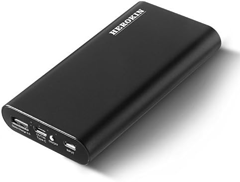 [10000mAh Type-C + Qualcomm QC 3.0] HEROKIN Portable Charger with Quick Charge Input &amp; Output USB-C Port External Battery Pack Power Bank for Phones, Tablets and Apple MacBook