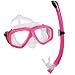 Snorkel Mask Set - KIDS Snorkeling Gear - Double Lens Diving Mask & Snorkel Semi Dry Top, Lower Purge Valve, Perfect for Diving, Snorkeling, Swimming -Ivation,Pink