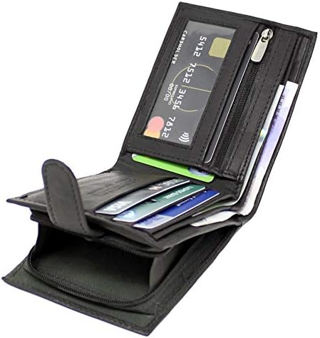 RAS WALLETS Mens RFID Blocking Soft Genuine Leather Bifold Wallet with A Side Zipper Coin Pouch 42