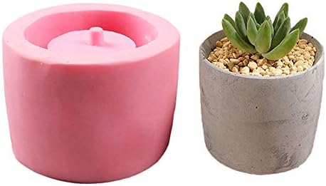 Mggsndi DIY Non-Toxic Round Concrete Flower Pot Succulent Plants Planter Clay Craft Vase Silicone Mold Vase Molds for Home Decor Indoor Plant - Perfect Gift Idea Pink