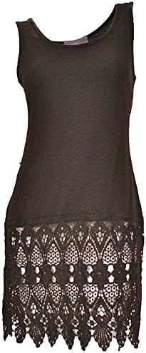 Pretty Angel Clothing Fanny Shirt Dress Extender Layering Top Vintage Lace Trim Coffee (Sm/Med)