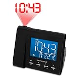 Magnasonic Projection Alarm Clock with AM/FM Radio, Battery Backup, Auto Time Set, Dual Alarm & 3.5mm Audio Input