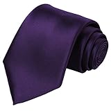 KissTies Solid Purple Satin Tie Wedding Ties Mens