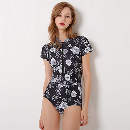 YEZIJIN Women Long Sleeve Surfing Diving Swimsuit One Piece Beach Bathing Suit Wetsuit top Long/Short Sleeve Black - Thumbnail 2