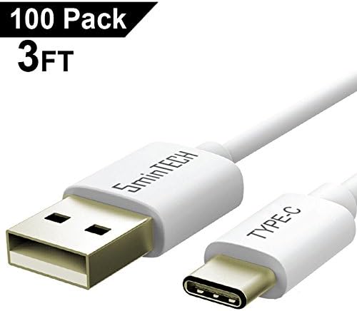 USB C Cable [100 PACK], 5minTECH PACK of 100 - 3FT Type C Charging Charger Cord Cable Data Sync for Samsung Galaxy S8, Note 8,Google Pixel,LG G5,G6,v20 v30, Nexus 6P,Nintendo Switch,Macbook (White)