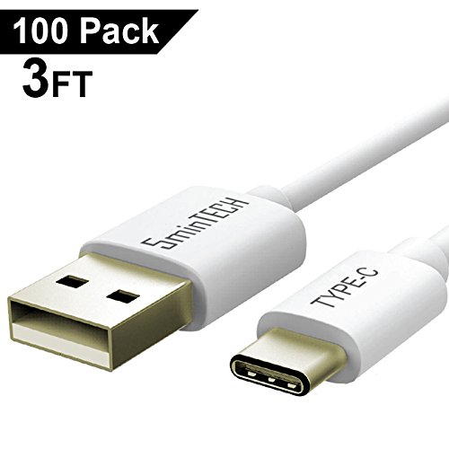 USB C Cable [100 PACK], 5minTECH PACK of 100 - 3FT Type C Charging Charger Cord Cable Data Sync for Samsung Galaxy S8, Note 8,Google Pixel,LG G5,G6,v20 v30, Nexus 6P,Nintendo Switch,Macbook (White)
