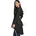 CharMma Women's Casual Single Breasted High Low Hem Lace Up Layered Hooded Coat (M, Black)
