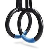PACEARTH Gymnastic Rings Black/Grey/Orange/Green/Red 1100lbs Capacity with 14.76ft Adjustable Buckle Straps Pull Up Exercise Rings Non-Slip Rings for Home Gym Full Body Workout (Black)