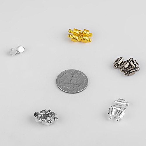 Linsoir Beads 10 Sets Small Strong Magnetic Barrel Clasps Magnetic Fasteners Perfect for Arthritis Person 6mmX11mm Silver Finish