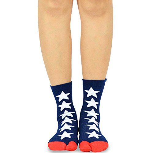TeeHee Flip Flop Big Toe Cotton Socks 3-Pairs Pack (American Flag)