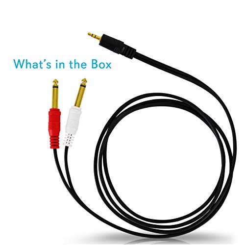 3.5mm to 1/4" Y-Cable Connection - 3.5mm Male Stereo to Dual 1/4'' Mono Y Cable Audio Cord- 6 ft 12 Gauge Black Heavy Duty Professional Speaker Wire - Delivers Sound - Pyle Pro PCBL43FT6
