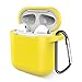 Airpods Case, Music tracker Protective Thicken Airpods Cover Soft Silicone Chargeable Headphone Case with Anti-Lost Carabiner for Apple Airpods 1&2 Charging Case (Yellow)