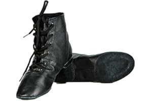 Yewluny Cheapdancing Men’s & Women's Practice Dancing Shoes Soft Leather Flat Jazz Boots (Black, Adult, Men, 12.5, Numeric, US Footwear Size System, Medium)